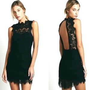 Intimately Free People Lace Dress Bodycon Black Open Back Sleeveless
